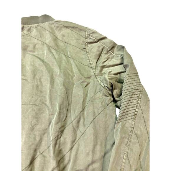 Marrakech | Army Green /Olive Full Zip Women's Medium Distressed Bomber Jacket - Picture 5 of 9